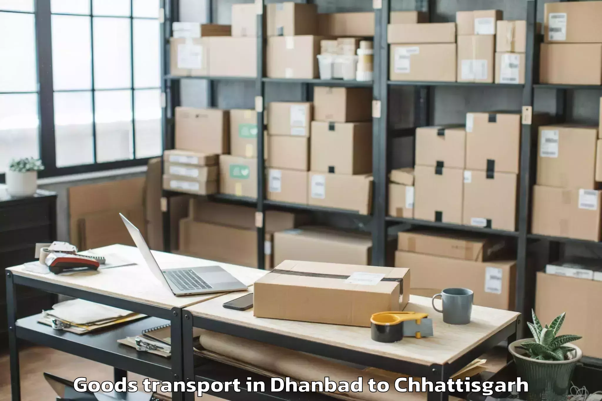 Comprehensive Dhanbad to Berla Goods Transport